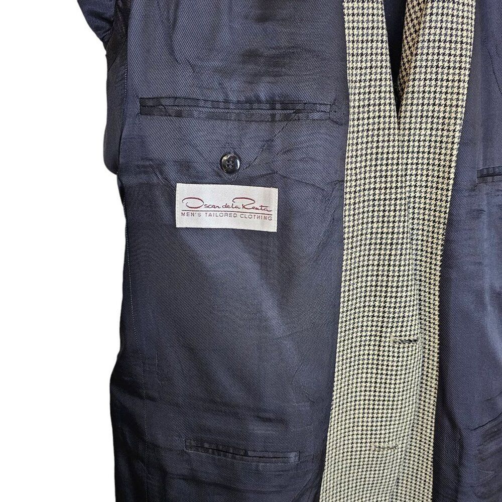 Vintage Oscar De La Renta Silk/Wool Blend Blazer Suit Coat Herringbone Size 42L - Picture 9 of 9